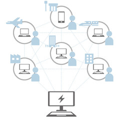 テレワーク　在宅勤務　イメージ図　ベクターイラスト