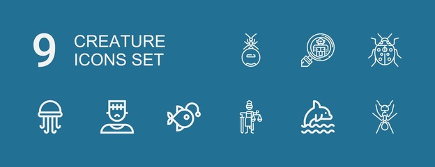 Editable 9 creature icons for web and mobile