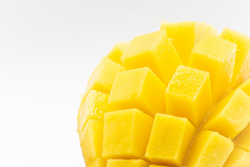 Yellow  mango slice with  isolated white background