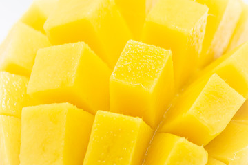 Yellow  mango slice with  isolated white background