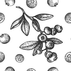 Materiał do szycia Vector pattern with ink blueberry