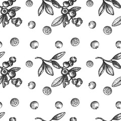 Materiał do szycia Vector pattern with ink blueberry