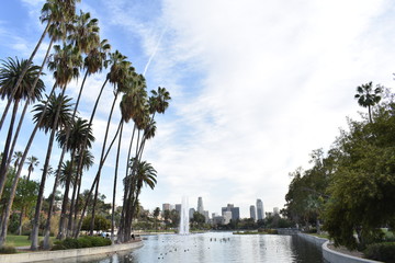 Downtown Los Angeles From Echo Park Lake