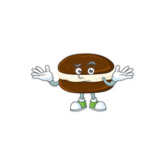 A picture of smirking whoopie pies cartoon character design style