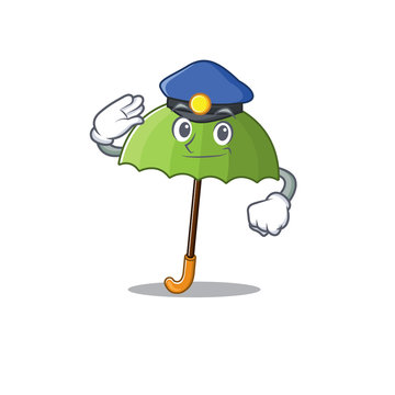 A picture of green umbrella performed as a Police officer