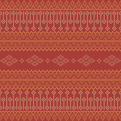 Seamless geometric ornamental vector pattern with dots gold color. Abstract background motif ulos. creative design cloth pattern. tribal ethnic flat design. Fabric print
