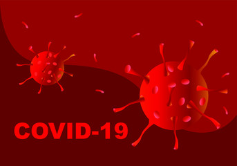 Virus in blood. Red banner. Covid -19. Coronavirus 2019-nCoV. Corona virus icon.
