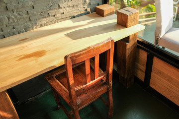 table and wooden chairs
