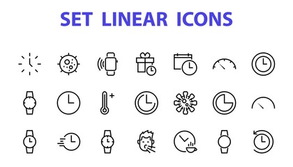 Simple set of time icon color editable template. Contains icons such as time check, speedometer calendar and other vector signs isolated on a white background for graphic and web design. 48x48 pixels
