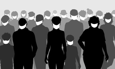 Facemask people silhouettes