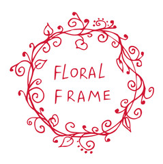 round vector frame with floral ornament