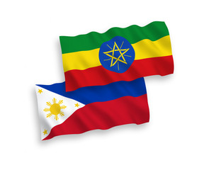 Flags of Philippines and Ethiopia on a white background