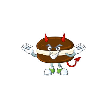Cartoon picture of whoopie pies in devil cartoon character design