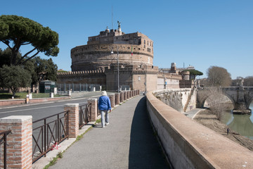 Castel Sant'Angelo in Rome with a woman
