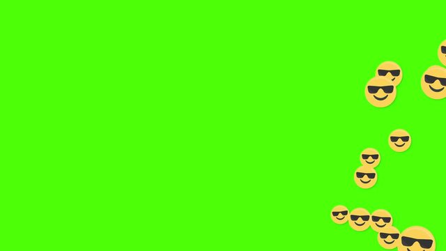 Emoji flying side to side on green