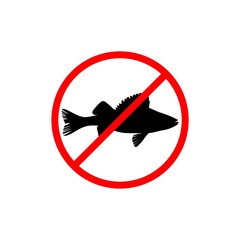 No fishing icon. Flat No fishing sign isolated on a white background