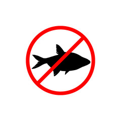 No fishing icon. Flat No fishing sign isolated on a white background