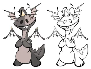 Draagtas Vector Illustration of a Cute Cartoon Character Dragon for you Design and Computer Game. Coloring Book Outline Set  © liusa