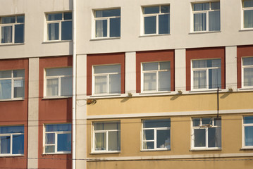 Windows on the wall of multiple building