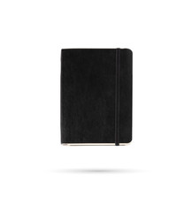 black notebook on isolated white background