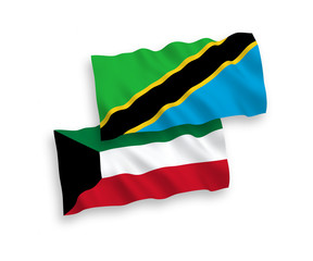 Flags of Tanzania and Kuwait on a white background