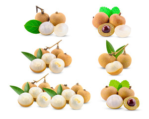 Set of longan on white background