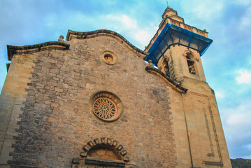 The village of Valldemossa with the parish church of sant bartomeu, Mallorca, Spain