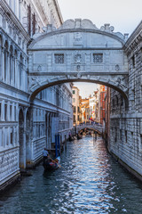 View of the famous Bridge of Sighs in Venice. European travel destination