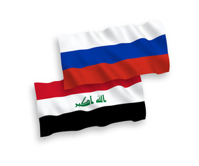 Flags of Iraq and Russia on a white background