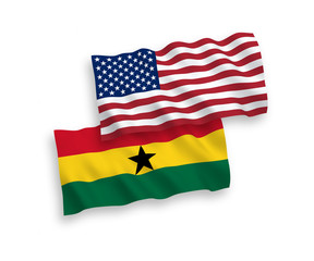 Flags of Ghana and America on a white background