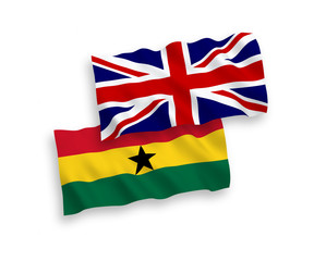 Flags of Great Britain and Ghana on a white background