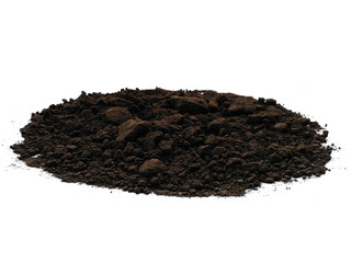 Soil arrangement with clipping path. Soil or land texture on white background.