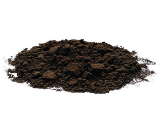 Soil arrangement with clipping path. Soil or land texture on white background.