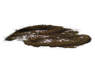 Soil arrangement with clipping path. Soil or land texture on white background.