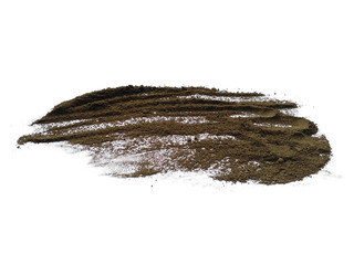 Soil arrangement with clipping path. Soil or land texture on white background.