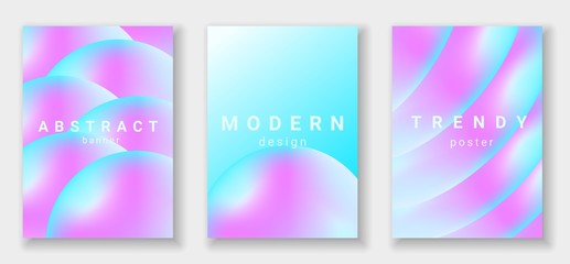 Set of vertical banners with abstract fluid shapes. Modern design with liquid vibrant background.