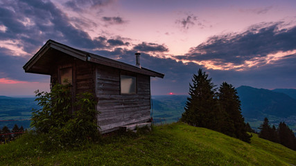 Sunrise hike at Immenstadt in Allgau to the summit of Mittag