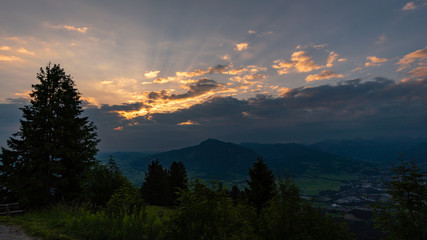Sunrise hike at Immenstadt in Allgau to the summit of Mittag