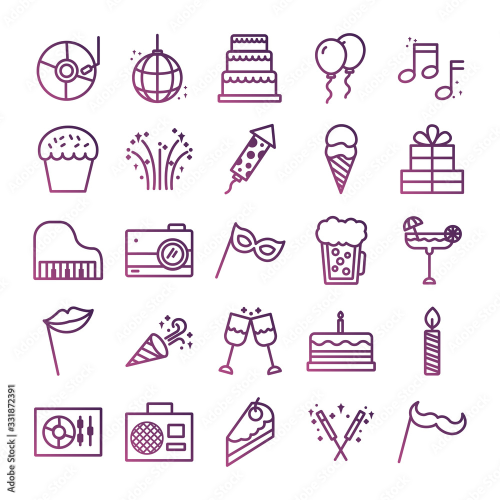 Canvas Prints bundle of party set icons