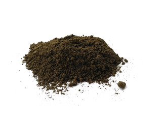 Soil arrangement with clipping path. Soil or land texture on white background.
