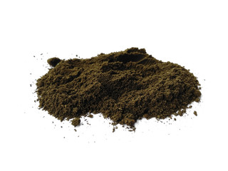 Soil arrangement with clipping path. Soil or land texture on white background.
