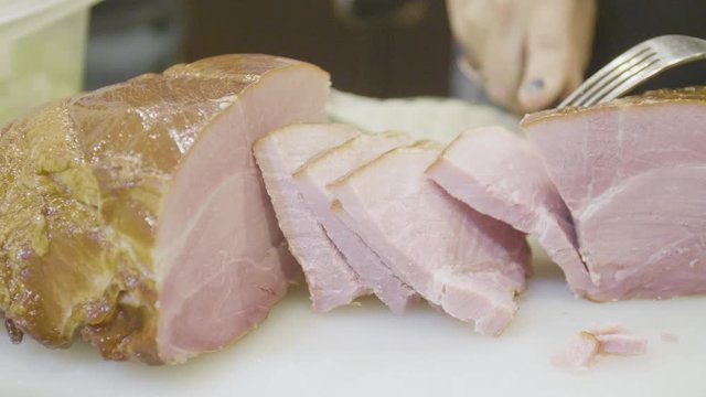 Cutting Ham Slices With Knife