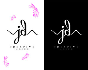handwriting script letter jd, dj logo design vector