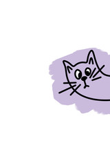 Cute purple cat children's drawing
