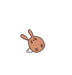 Cute hare turns over children's illustration