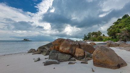 Panorama beach and rock Formation Photos at Berhala island kepulauan Riau