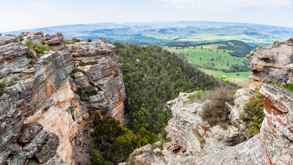 Blue Mountains Scenic Rock Cliffs Trees Valley Panoramic Landscape