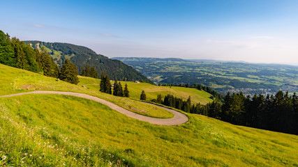 Sunrise hike at Immenstadt in Allgau to the summit of Mittag