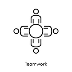 Concepto de negocios. Símbolo de trabajo en equipo. Icono plano lineal en color negro © teracreonte