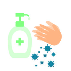 Hand sanitizer pump bottle, washing gel, alcohol gel	